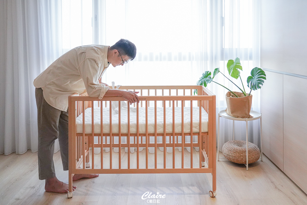 嬰兒床邊床分享！嬰兒床墊挑選重點公開～多功能實木嬰兒床 QSHION嬰兒透氣水洗床墊