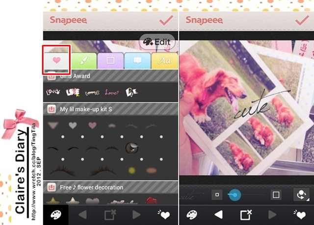 【APP】最近愛用的卡哇伊修圖軟體~Snapeee相片App♥